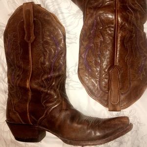 Nocona Brown Cowboy Cowgirl Purple 8.5